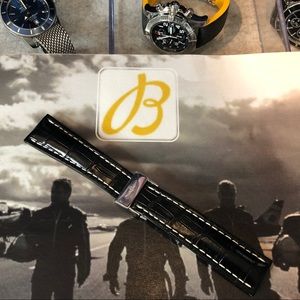 BREITLING Crocodile Leather Strap+ folding clasp!